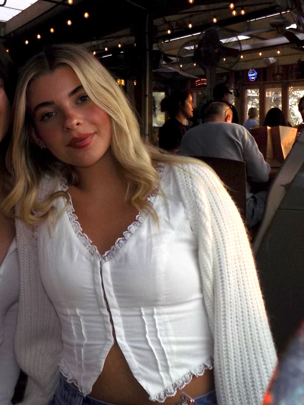Princess Polly White Lace-Trim Crop Top